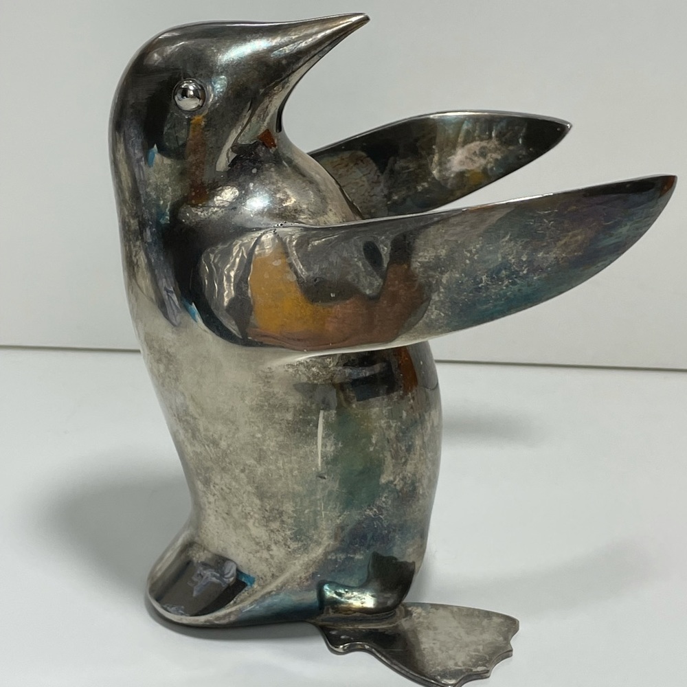 Vintage Restoration Hardware Silver Plate Penguin Holder Figure Figurine Statue